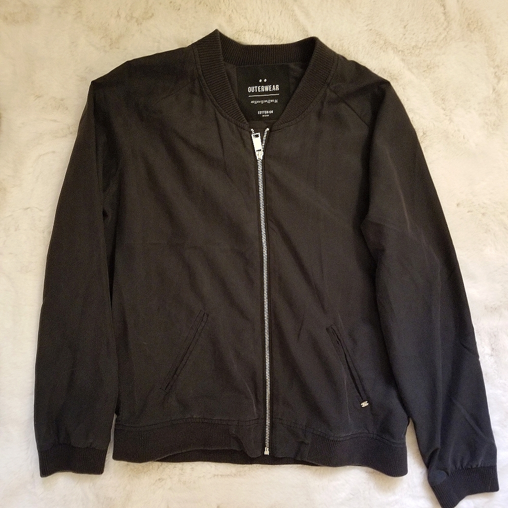 Black Bomber Windbreaker Jacket Size 14